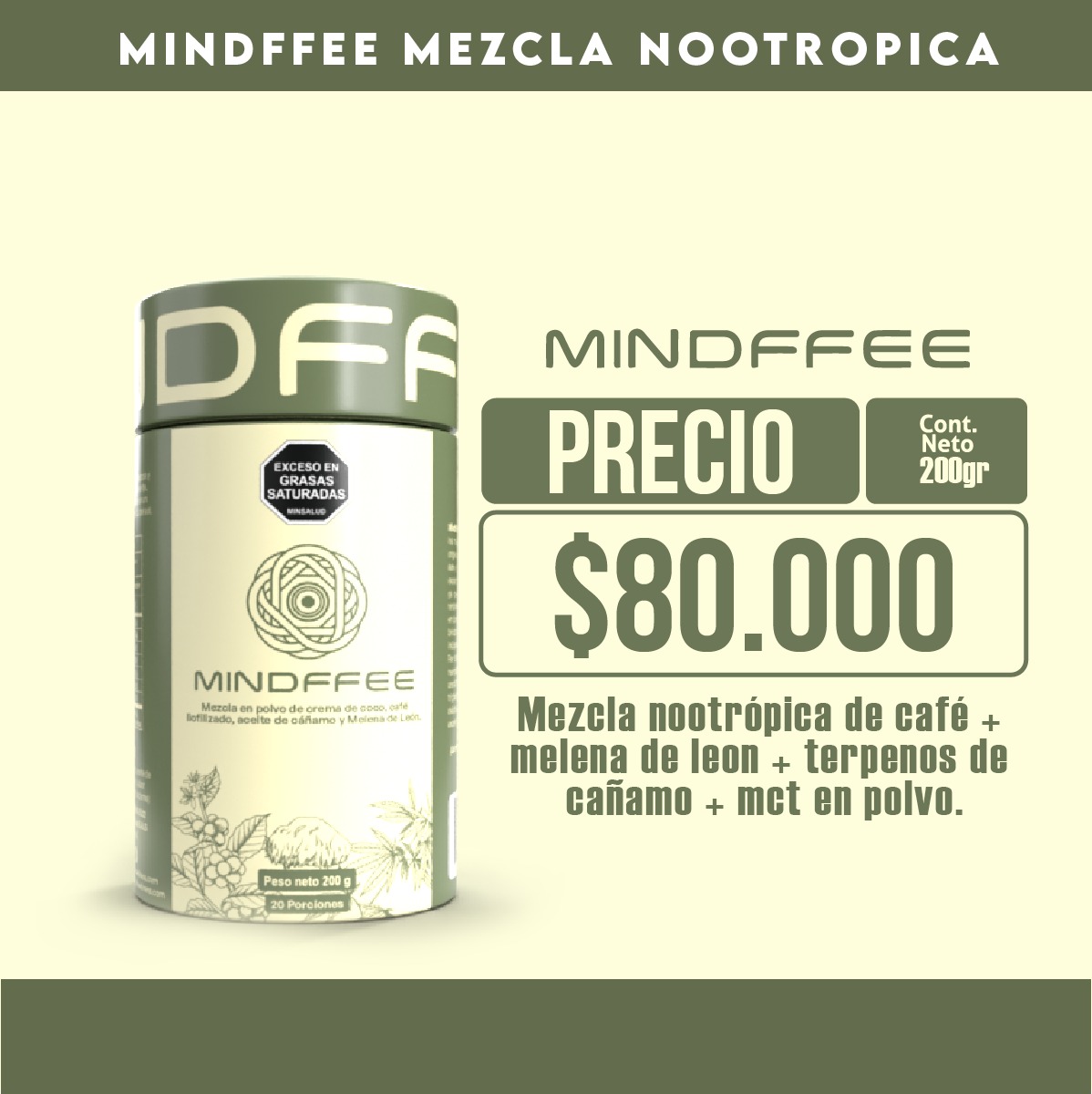 CAFE MINDFEE CON MELENA DE LEON MCT Y TERPENOS